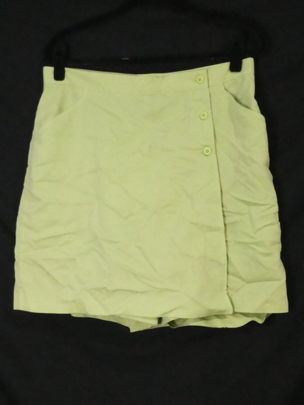 HAGGERS Women's Lime Green Wrap Asymmetrical Mini Skort - Size 14